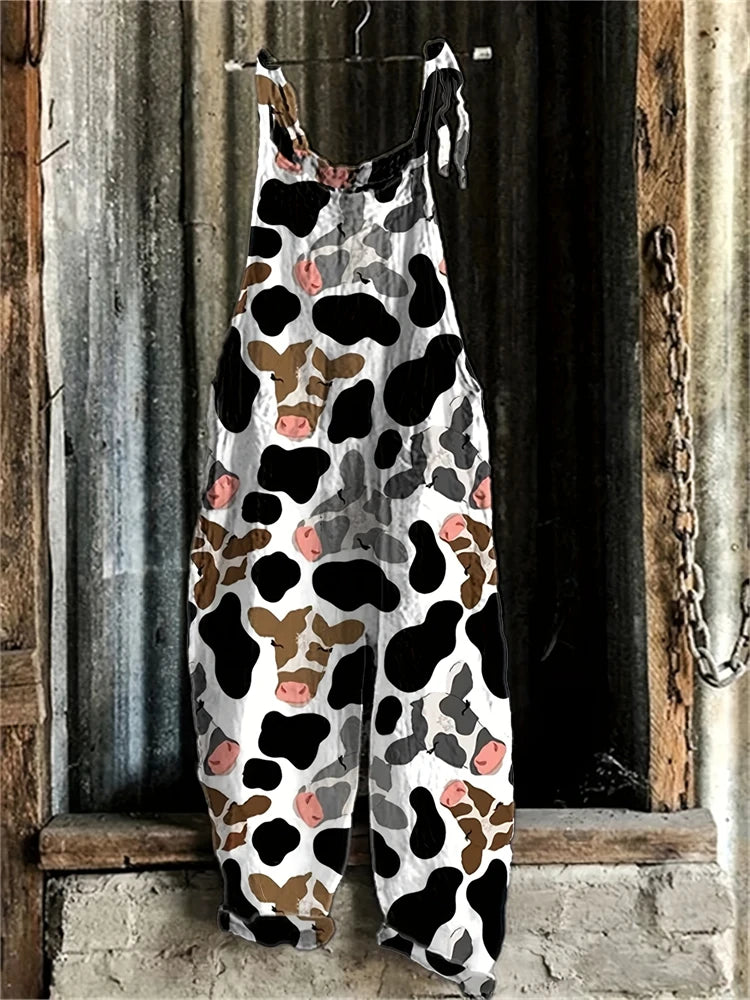 New Summer Women's Jumpsuit Cartoon Dog Print Fashion Cute Casual Jumpsuit Women's Parent-Child Outdoor Travel Lace-Up Jumpsuit - Matrix Studios