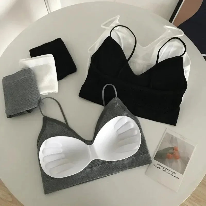 Women's Sports Bra Set Underwear Bra Korean Style Push Up No Steel Ring Bra Sexy Tube Top High Elastic Panty Set - Matrix-studios.com