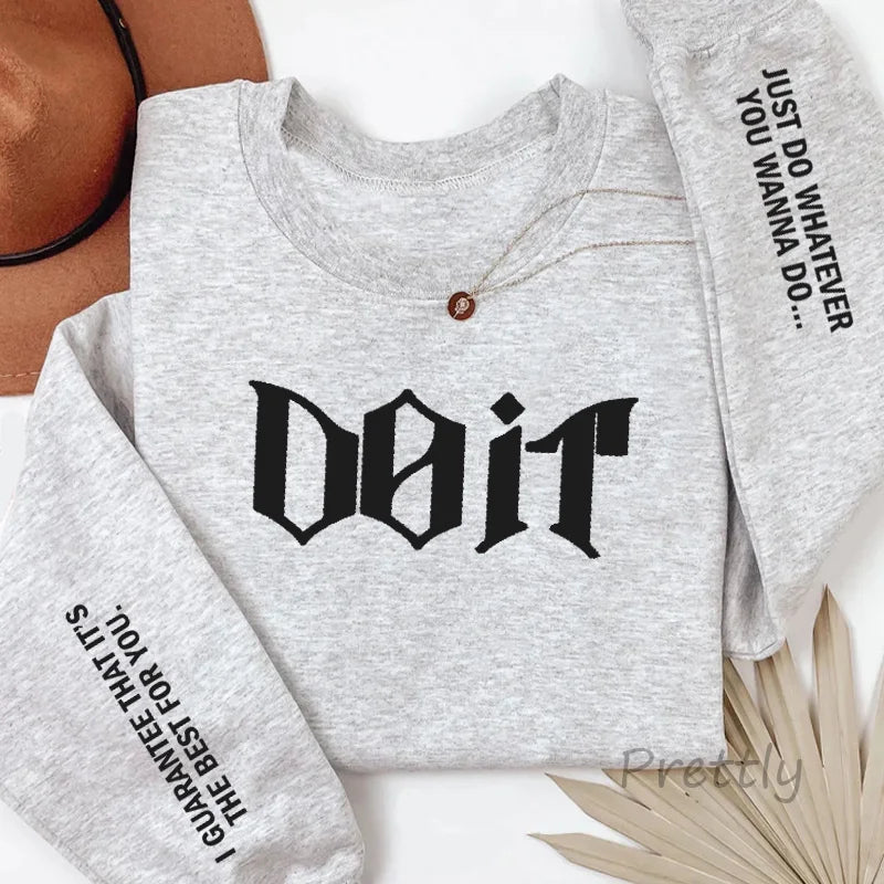 Do It Crewneck Sweatshirt Women Men Pink Kpop Fan Merch SKZ Sweatshirts Pullover Long Sleeve Hoodies Streewear Woman Clothing - Matrix Studios