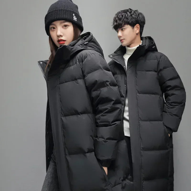 New Winter Duck Down Coats Men Hooded Long Puffer Jackets Unisex Casual Parkas Quality Couples Outdoor Windproof Warm Jackets 3X - Matrix Studios