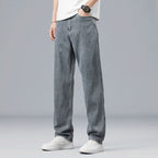 Summer Ultra-thin Lyocell Men's Jeans Drape Soft Fabric Loose Straight Casual Denim Pants Elastic Ice Silk Male Trousers - Matrix Studios