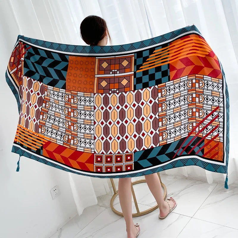 90x185cm  Printing Process Twill Summer Suncare Beach Dress Bikini Sarong Wrap Scarf Women Brazilian Swimsuit Bathing Cover-ups - Matrix Studios