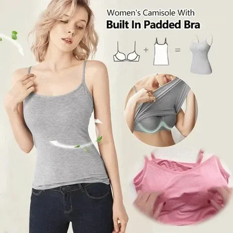 Cami Bra – Women's Camisole With Built In Padded Bra Vest Dropshipping As Seen on Tiktok Pink Top For Women Pajamas Home Wear - Matrix-studios.com