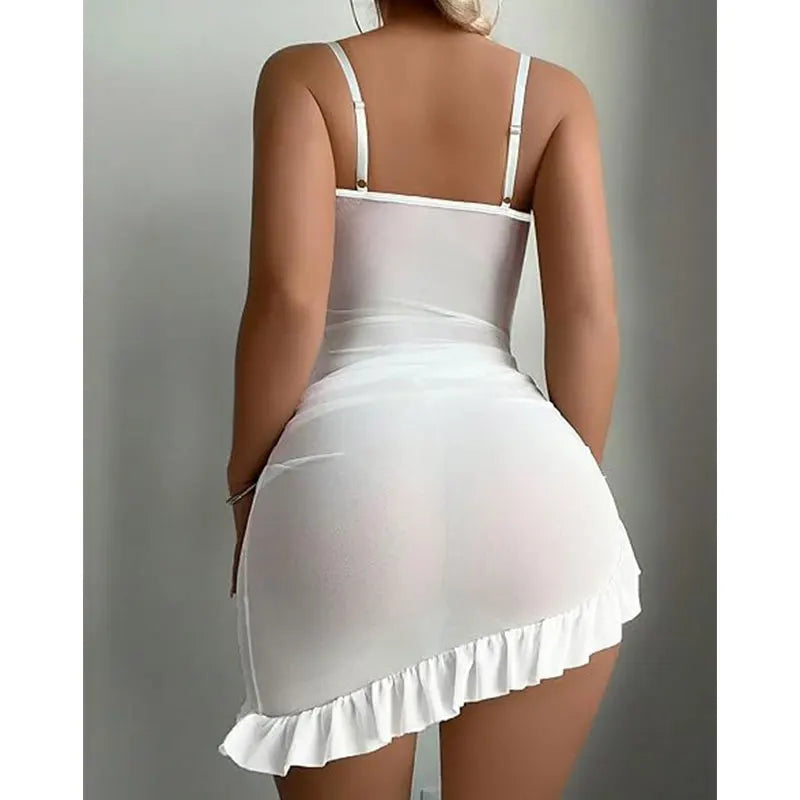Lace Corset Push Up Bra Women Lingerie Set See-through Nightdress Sexy Bras Splicing Dress Elegant Underwear Pajamas For Female - Matrix-studios.com