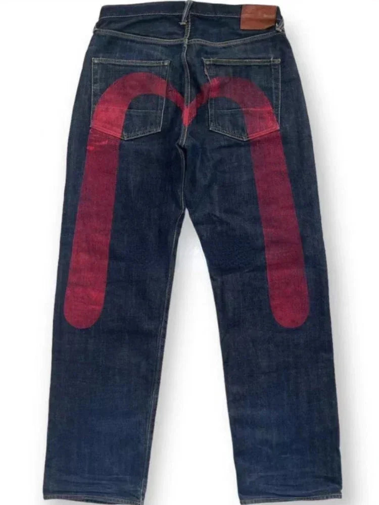 Jeans Women Gothic Y2K Retro Streetwear Black Cargo Punk Vintage Kpop Print Wide Leg Denim Panrts Female Autumn Trousers Pants - Matrix-studios.com