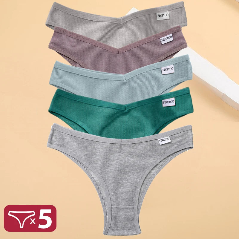 5PCS/Set Cotton Lingerie Panties Sexy Underwear Women Briefs Tangas Female Underpants Pantys Thong Panties Bikini Solid 13 Color - Matrix Studios