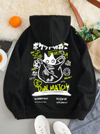 Cute Cat Cartoon Printed Sweatshirt Women Harajuku Casual Loose Hooded Fashion Soft Pocket Hoodies Autumn Warm Female Clothes - Matrix Studios