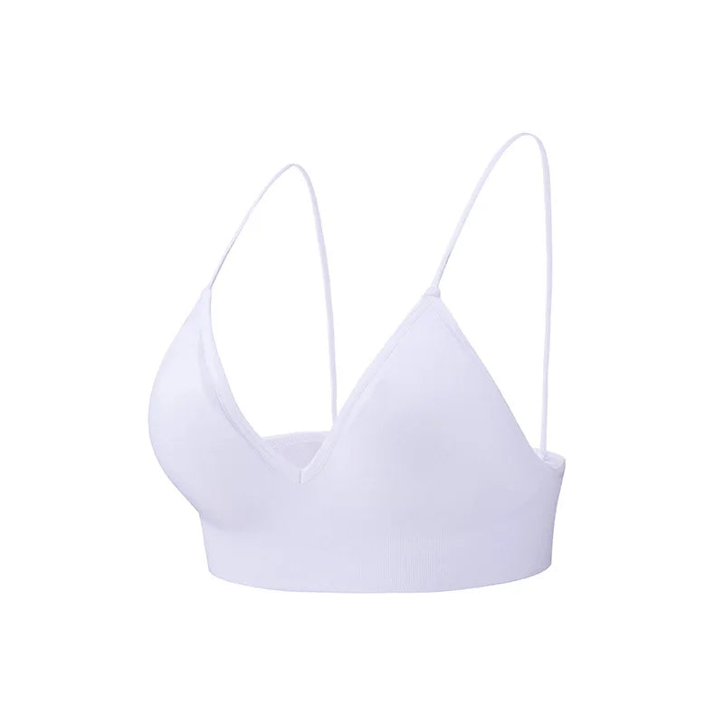 Flarixa Triangle Cup Deep V Neck Bralettes Camisole Bra for Woman Yoga Top Corset With Push Up Effect Soft Underwear Lingerie - Matrix Studios