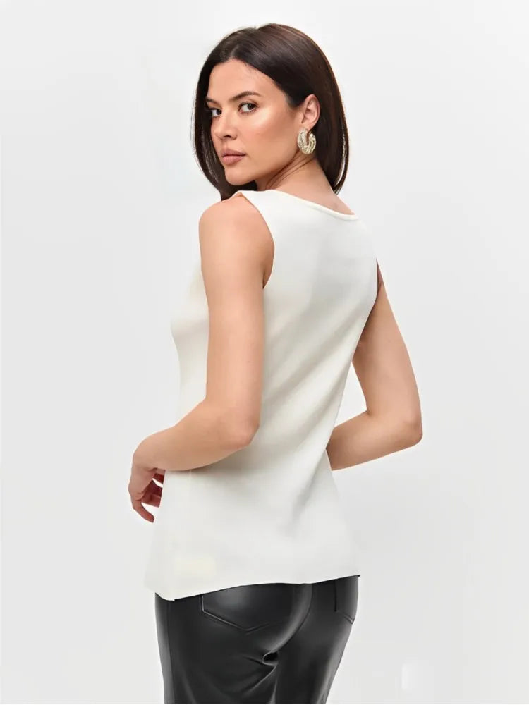Summer New Arrival Elegant Knit Round Neck Waistcoat Women Leisure Fashion Single-breasted Sleeveless Vest Slim Fit Cardigan Top - Matrix Studios