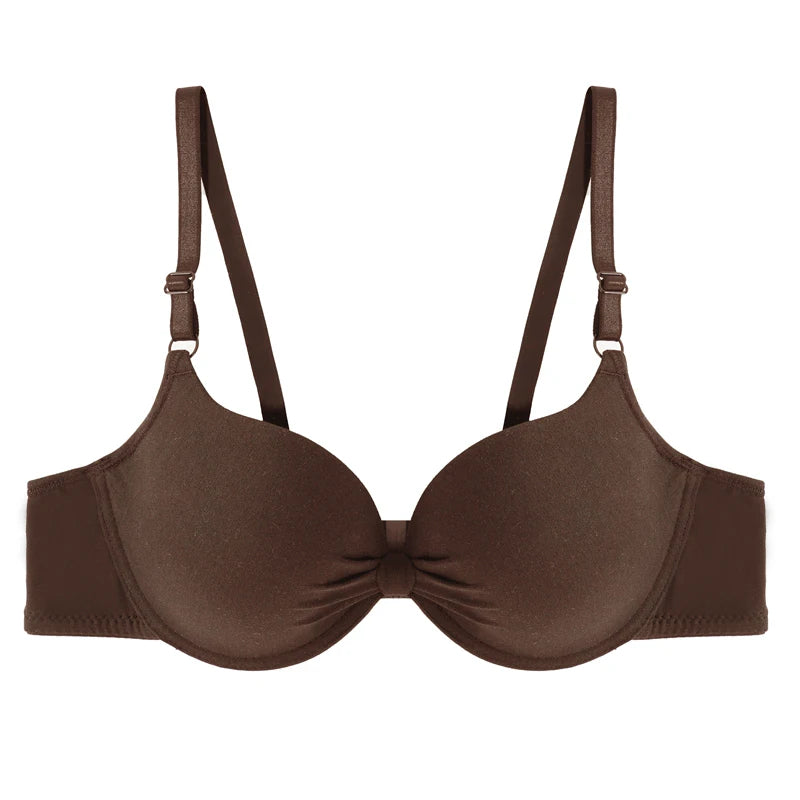 Women's Sexy Cotton Gathered Bra Deep V Underwire Ladied  Brassiere Push Up Lingerie Solid Bras Backless Intimate Underwear - Matrix Studios