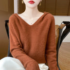 Women Autumn Winter Clothing Hooded Collar Pullover 100% Merino Wool Sweater New Fashion Cashmere Tops Bottoming Knitwear Soft - Matrix Studios