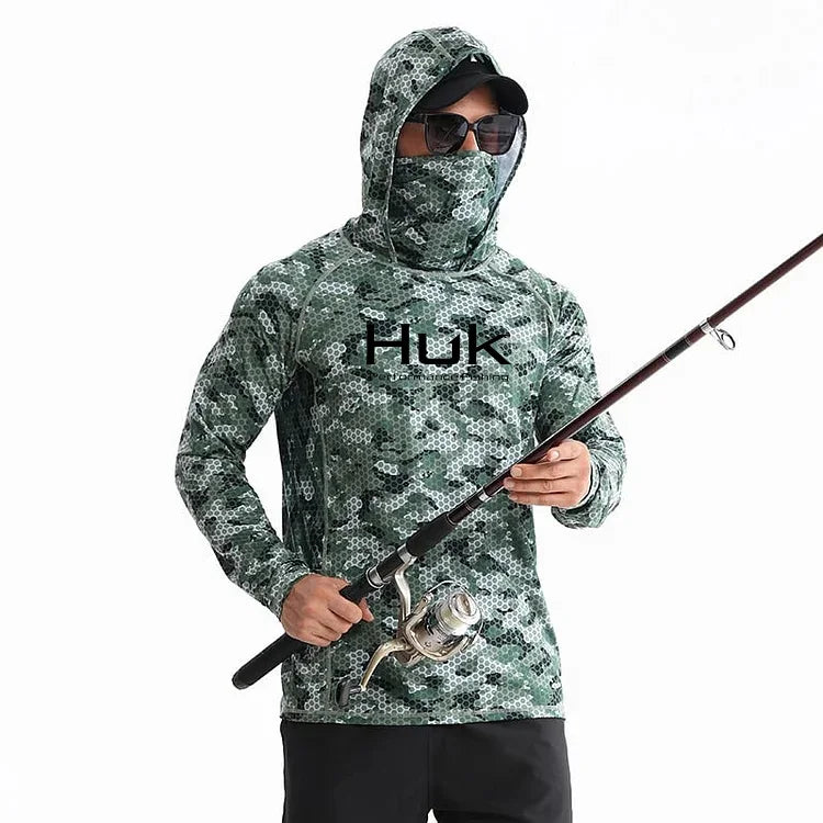 Men's Fishing hooded sweatshirt Fishing UV protection hoodie Camiseta De Pesca clothing hooded top grey white - Matrix Studios