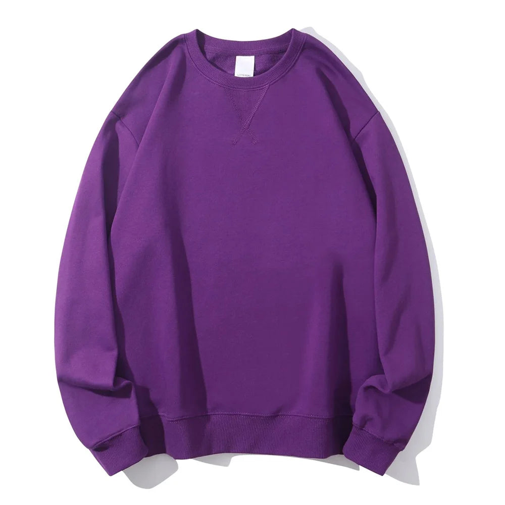 380g Tight Match Heavy Inverted Triangle Loose Versatile Solid Cotton Vintage Autum Winter Long Sleeve Round Neck Sweater - Matrix Studios