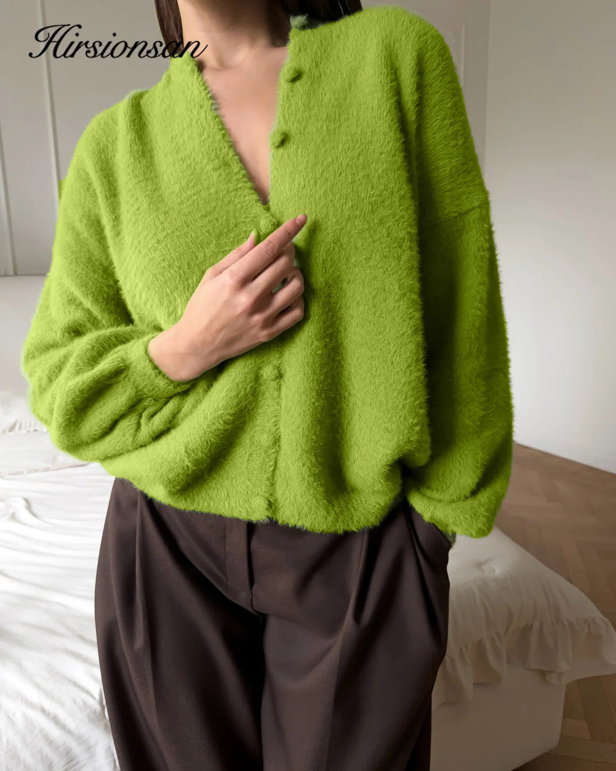 Hirsionsan Elegant Chic Soft Sweater Women 2026 New Single-Breasted Female Cardigan Ins Flexible Knitted Outwear Candy Color - Matrix Studios