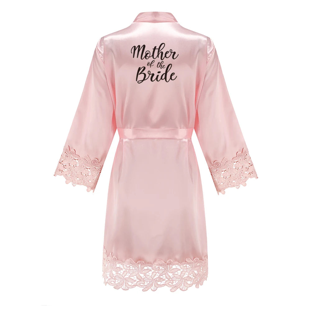 Bridesmaid Robes Rose Gold Bride Robe Wedding Bridesmaid Gift Satin Lace Robe Bridal Dressing Gown Bachelorette Party Pajamas - Matrix-studios.com