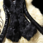 Autumn Women Faux Fur Coat Jacket Large Size 2025 Female Slim Fit Zipper PU Leather Fluffy Patchwork Short Winter Warm Outerwear - Matrix Studios