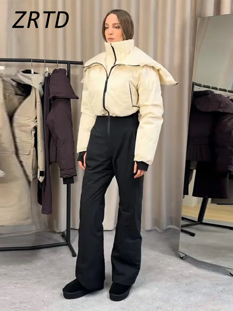 Warm Women's Winter Ski Jumpsuit With Hood Belt Stand Collar One Piece Ski Suits 2026 Autumn Lady Street Fashion Romper New - Matrix Studios