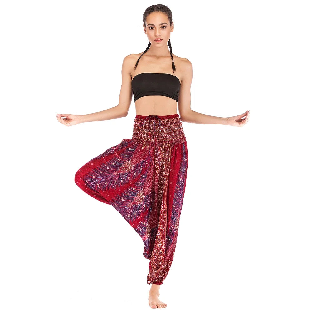Bohemian Pants Women Pantalones Mujer Hippie High Waist Rayon Harem Baggy Boho Yoga Beach Wear Pour Femme Calca Feminina Printed - Matrix Studios