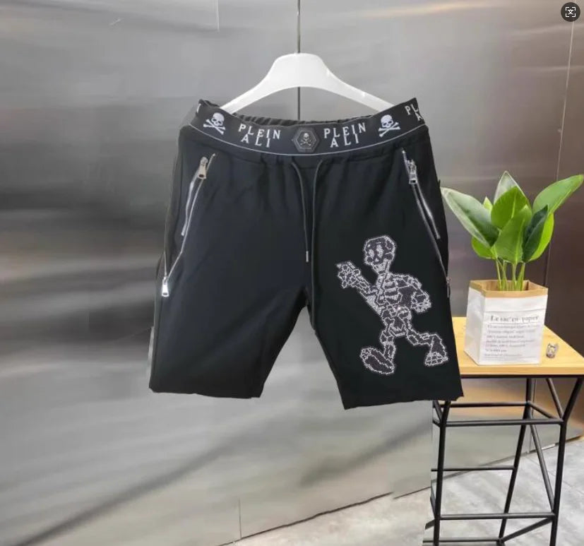 2025 Designer  Rhinestone  short Summer Luxurious Plein ali Hip Hop Male Brand Casual short pant