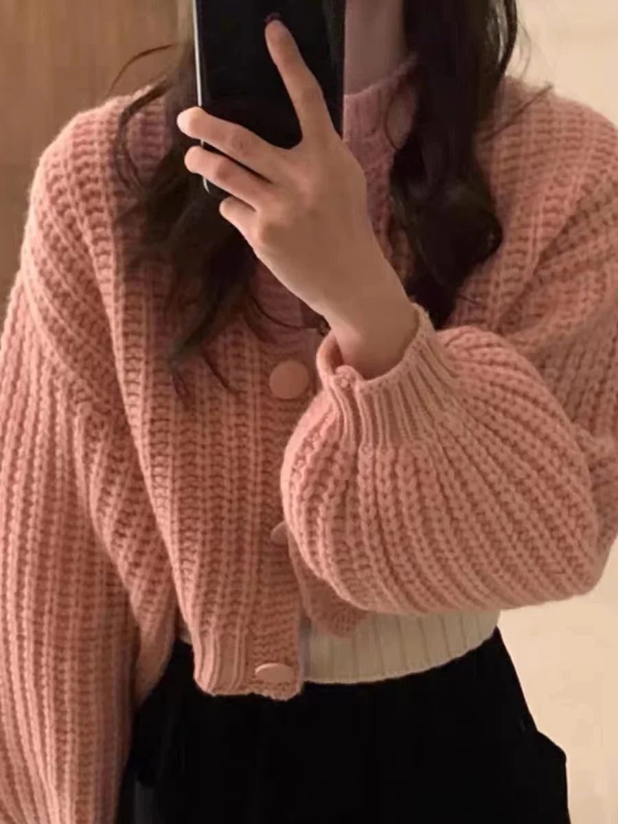 Zjaiss New 2026 Elegant Vintage Minimalist Lady Tops Chic Korean Fashion Short Cardigans Knitted Poncho Women Sweater - Matrix Studios