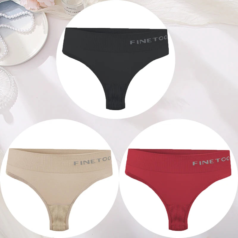 3PCS/Set Women's Panties Sexy Underwear FINETOO Large Size Thong Women Seamless Panties High Waist Girls Thongs M-2XL - Matrix Studios