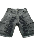 American New Retro Letter Embroidery Tooling Denim Shorts Trend Gothic Y2K Harajuku Hip-hop Loose Sports Shorts Street clothes