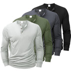 New Men's Henley T-shirts Long Sleeve Basic Casual Band Collar T Shirts Comfortable Soft Pullover Tops Male Tee - Matrix Studios