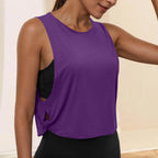Women Sleeveless Yoga Tops Athletic Vest Breathable Blouse Cover Up Gym Workout Cool T-Shirt Running Short Tank Crop Top - Matrix-studios.com