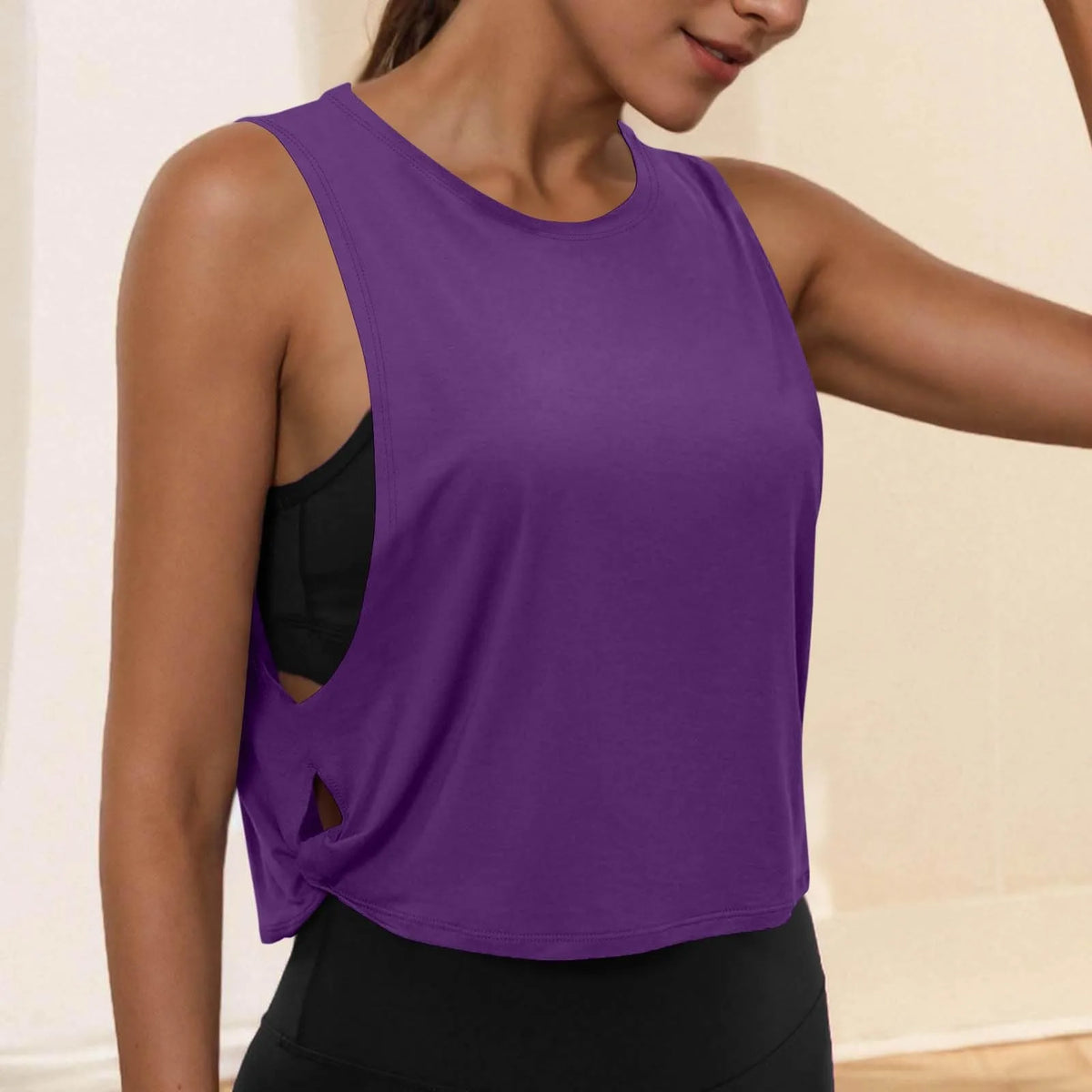 Women Sleeveless Yoga Tops Athletic Vest Breathable Blouse Cover Up Gym Workout Cool T-Shirt Running Short Tank Crop Top - Matrix-studios.com