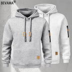 New Autumn Men's Hoodie Waffle Pattern Long Sleeve Sweatshirt Solid Color Casual Warm Pullover Outdoor Sportswear Men's Clothing - Matrix Studios