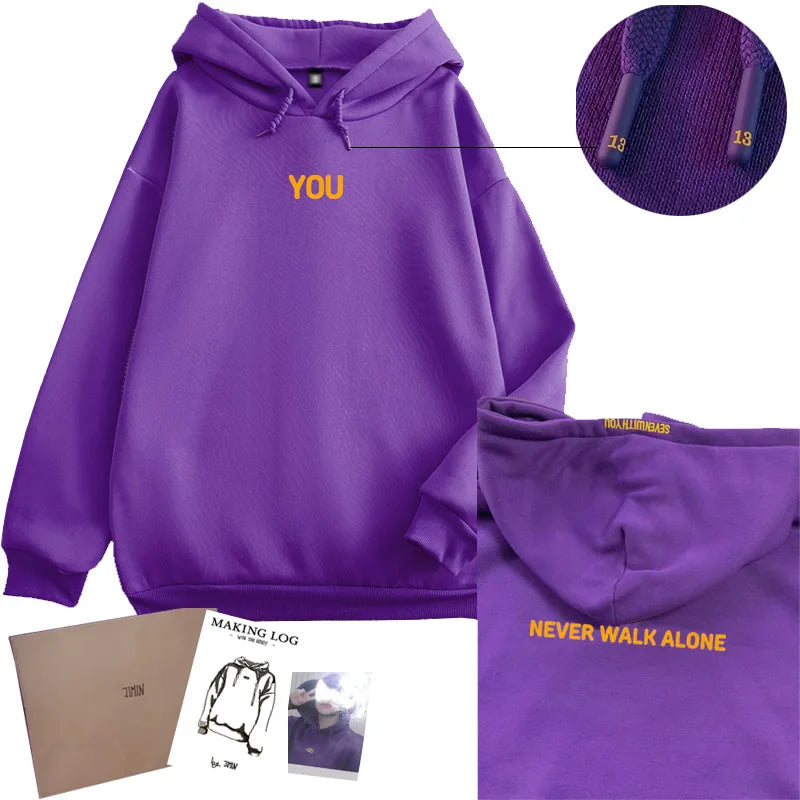 2025 Original  Hoodie Printed Seven With You 13 You Never Walk Alone Digital File Jimin Merch For Fans Card Purple Sweatshirt - Matrix Studios