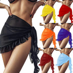 6 Colors Ruffle Bikini Cover Ups Short Skirt for Women 2024 Summer Sun Protection Sarong Bikini Beach Dress Brazilian Sarong - Matrix Studios