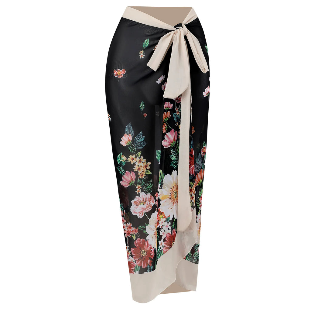 2026 New Sexy Print Retro Swimwear Beach Dress Cover Up Long Skirts Skirt Party Outfits Swimsuit Beachwear - Matrix Studios
