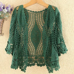 Knitted Cardigan Jacket Women Spring Summer New 2025 Hollow Shawl Short Sun-proof Tops Female Casual All-match Thin Ladies Coat - Matrix Studios
