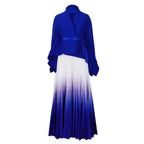Autumn Fashion 2025 Long Sleeve V-neck Polyester Party Evening 2 Pieces Top Long Skirts Matching Sets African Clothes for Women - Matrix-studios.com