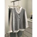 Retro Two-button New Knitted Vest for Women in Spring and Autumn Sleeveless Slit Sweater Vest - Matrix Studios