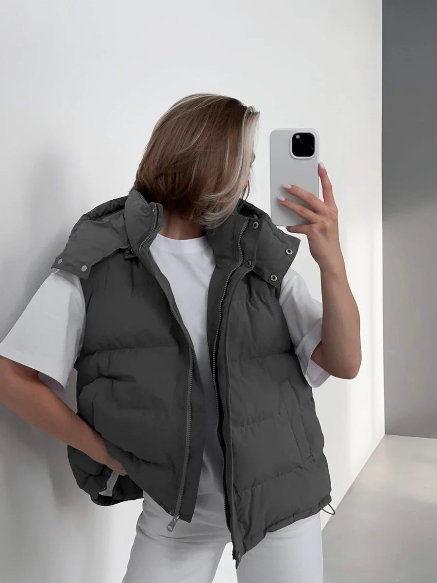 Bornladies Women's New Autumn Winter Sleeveless Hooded Puffer Vest Hot Trendy Outerwear Fashionable Spicy Girls Coats Vests - Matrix Studios