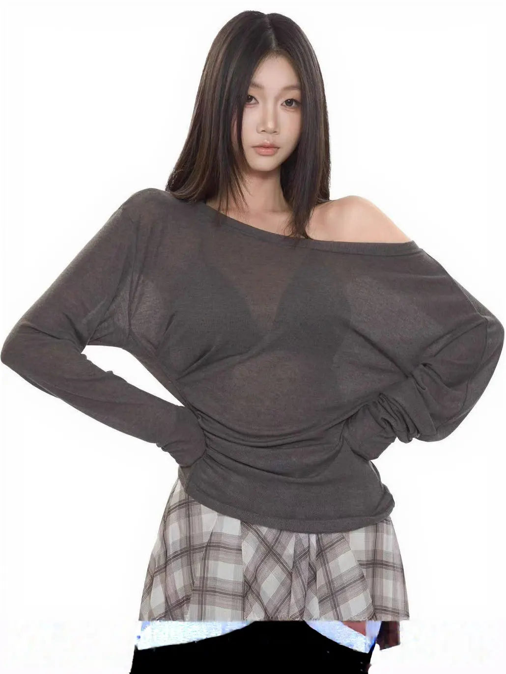 Sexy Thin See Through Long sleeve Oversize T shirt Women Bandage Off shoulder Top Female Basic Long Tees Korean Chic Lady New - Matrix-studios.com