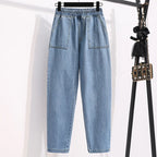 plus Size Denim Trousers High Waist Straight Leg Women's Spring Faion Slimming Long Pants Casual Harajuku Sle Jeans - Matrix-studios.com